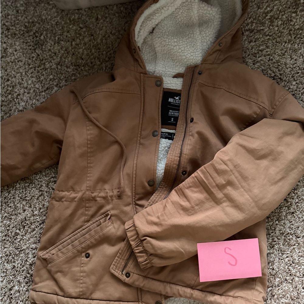Hollister Kids Brown Sherpa-Lined Hooded Puffer Jacket